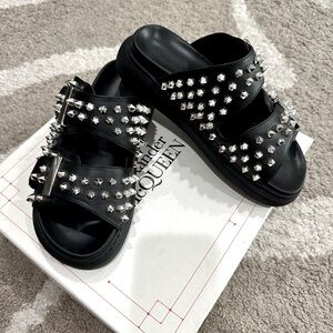 COPY - Alexander McQueen Black Studded Double Strap Sandals Size 7.5